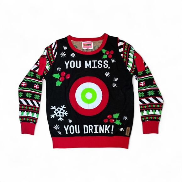 Tipsy Elves Men's Drinking Game Ugly Christmas Sweater Target Size Large - Picture 2 of 8